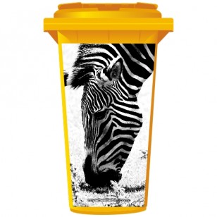 Zebra In Black & White Wheelie Bin Sticker Panel